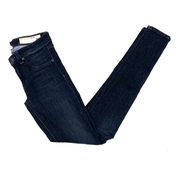 RAG & BONE Mid-Rise Skinny Black Rae Dark Wash Cotton Blend Jeans Size 25 - Picture 4 of 11